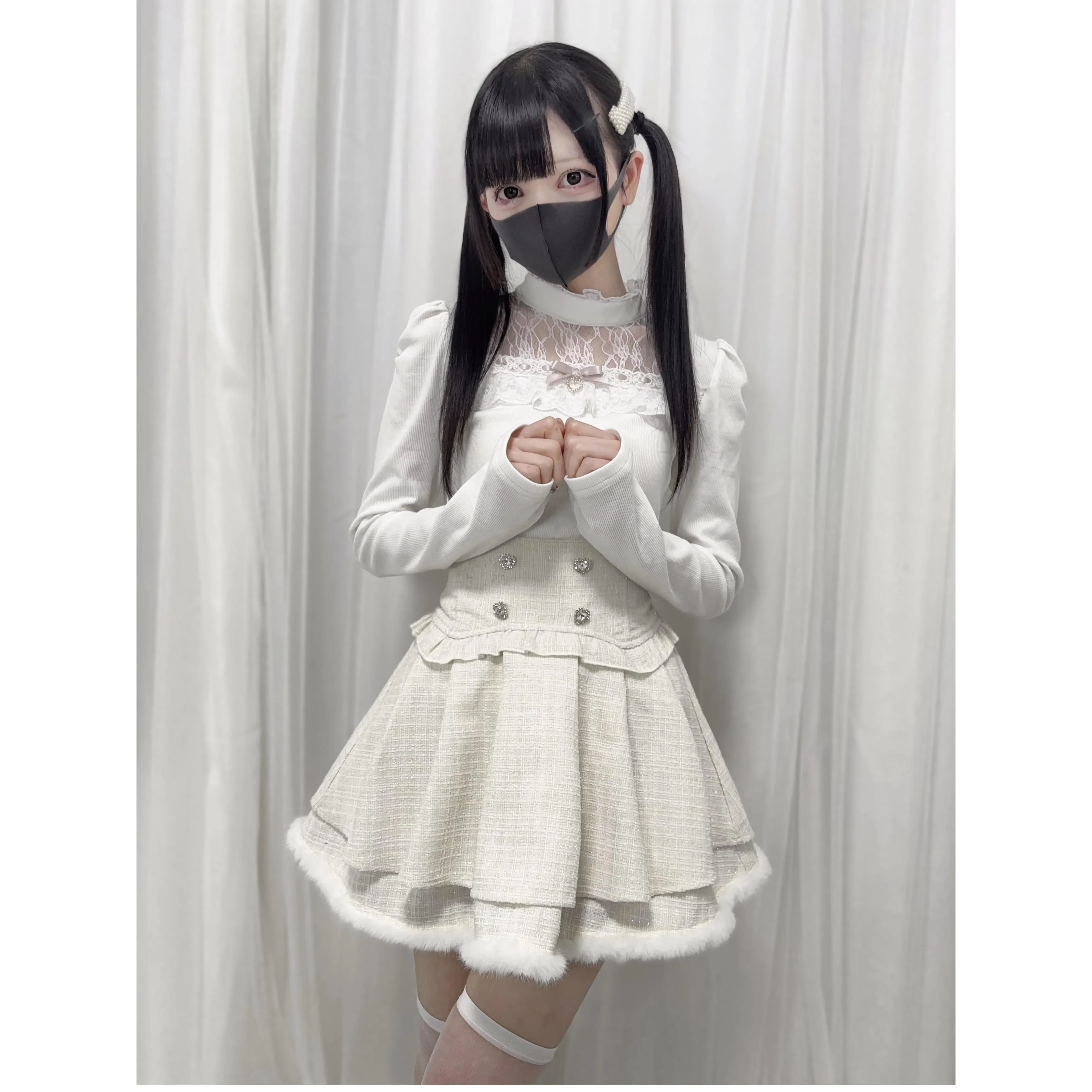 Japanese Mine Style Mass-produced High Waist A-line Heart Diamond Fluffy Splicing Double-layer Sweet Lolita Short Skirts Women