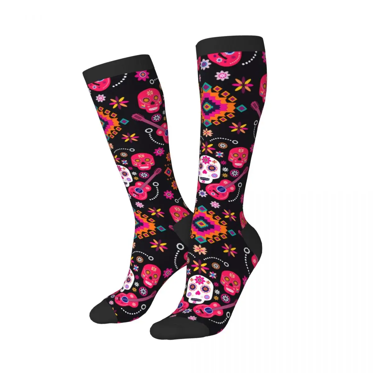 Casual Stockings Mexican Sugar Skulls And Flowers Knee Thigh High Long Socks