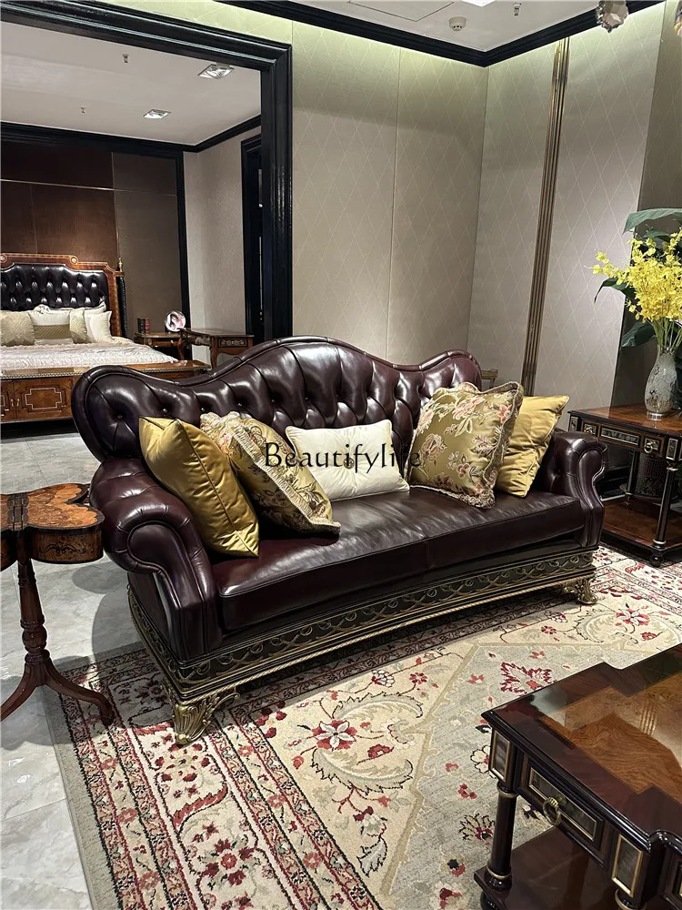 Sofa European Classical Living Room Leather Combination Furniture