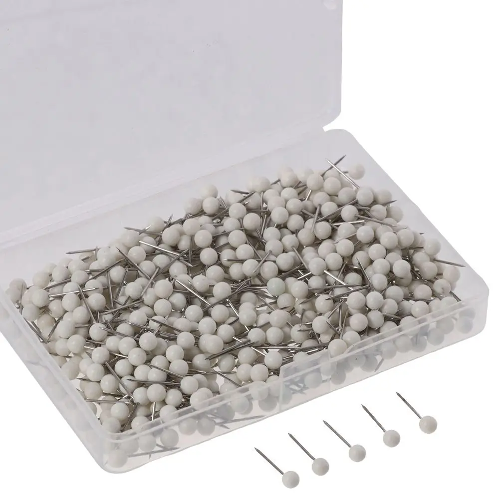 500PCS Round Head Push Pins for Bulletin Board 1/8-Inch White Cork Board Tacks Plastic Map Tacks