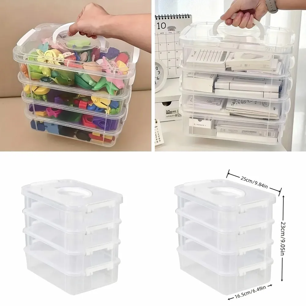 

Extra Large 4-Tier Stackable Storage Box with Lid, Clear Plastic Organizer for Toy Building Blocks