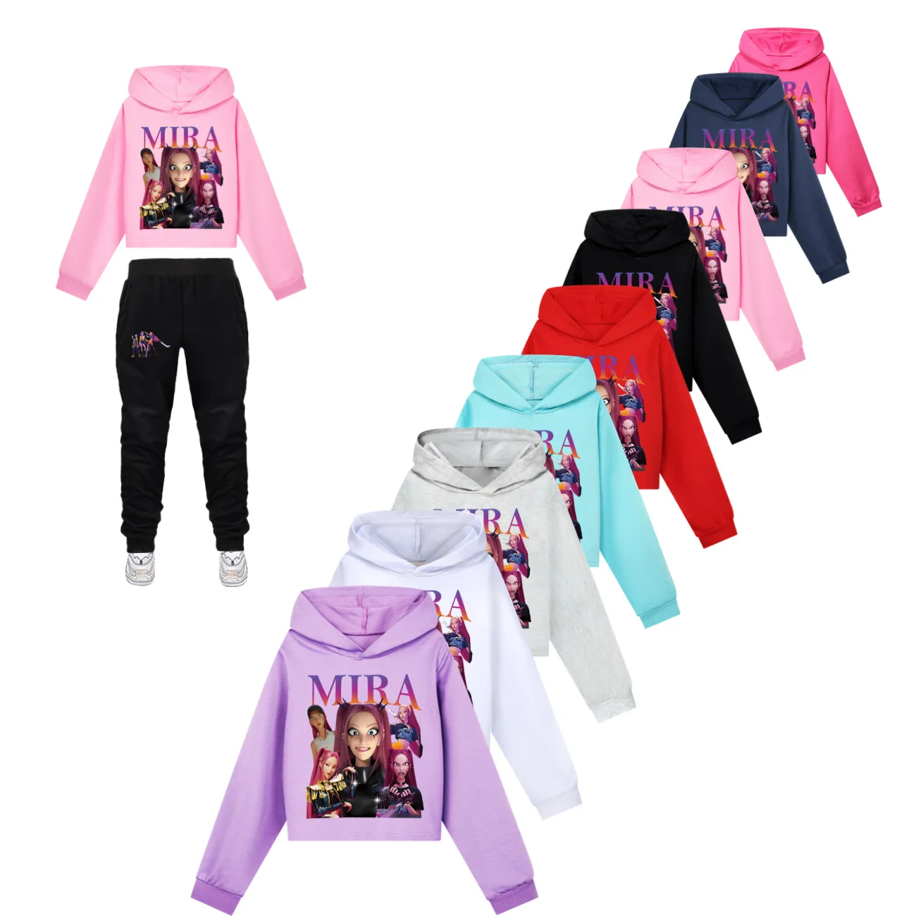 

KPop Demon Hunters толстовки с капюшоном, комплекты детской одежды, топы для девочек + штаны, костюмы из 2 предметов, детские спортивные костюмы для подростков, комплекты