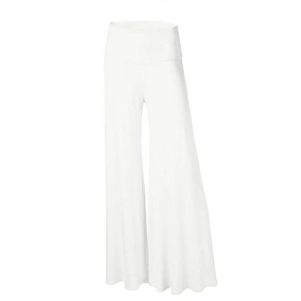 Women\'S Wide Leg Pants 2021 Fashion Loose Stretch High Waist Wide Leg Long Pants Palazzo Chiffon Solid Hot Trousers