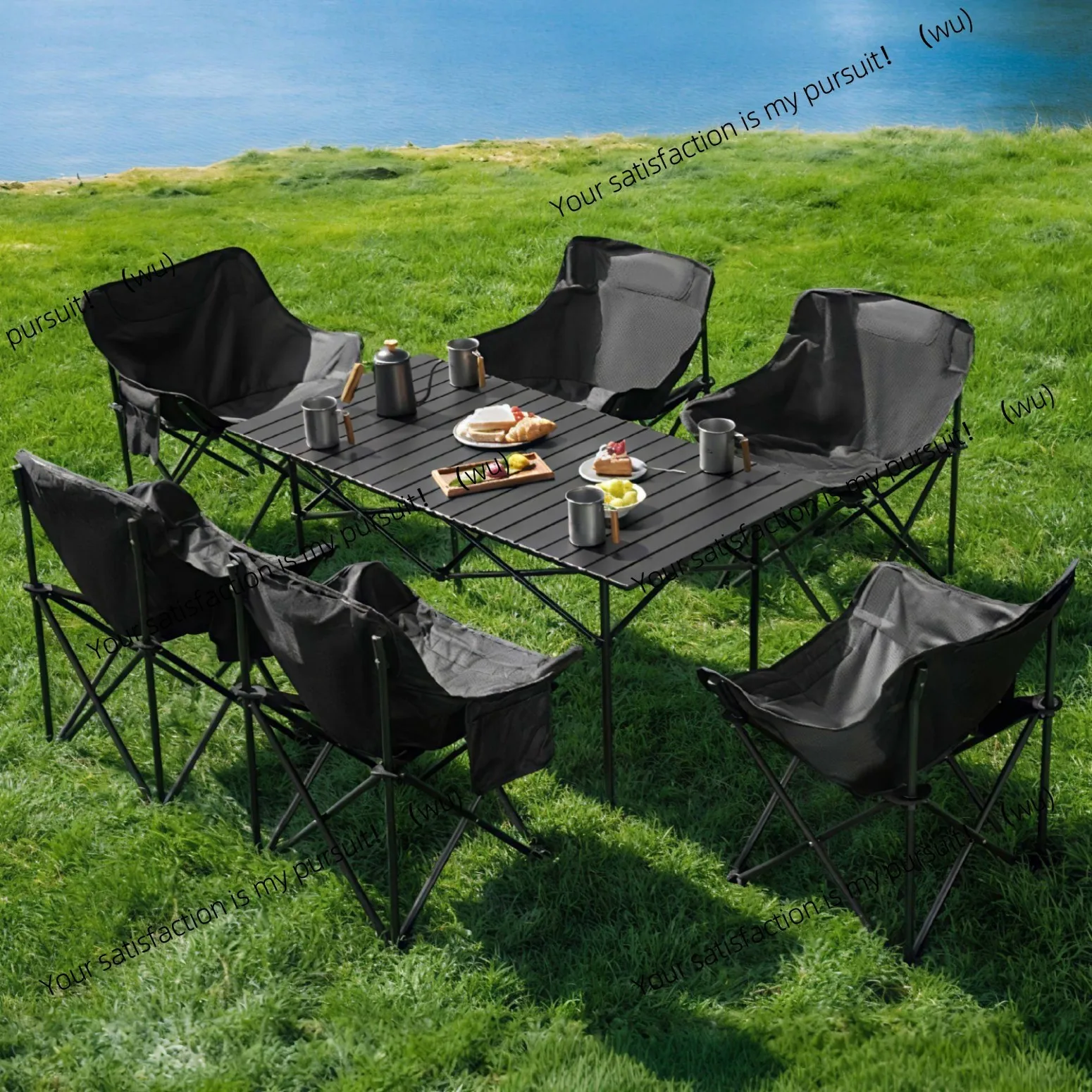 Camping tables and chairs Outdoor picnic folding egg roll table Moon chair Portable camping chair Table all-in-one equipment