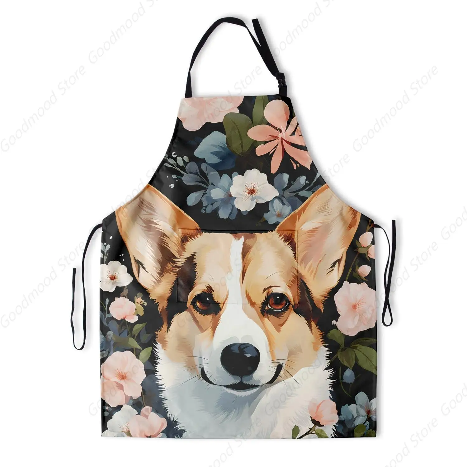 Boston Terrier Dog Art Apron for Women with Pockets Animal Kitchen Chef Aprons for Grooming Cooking Baking