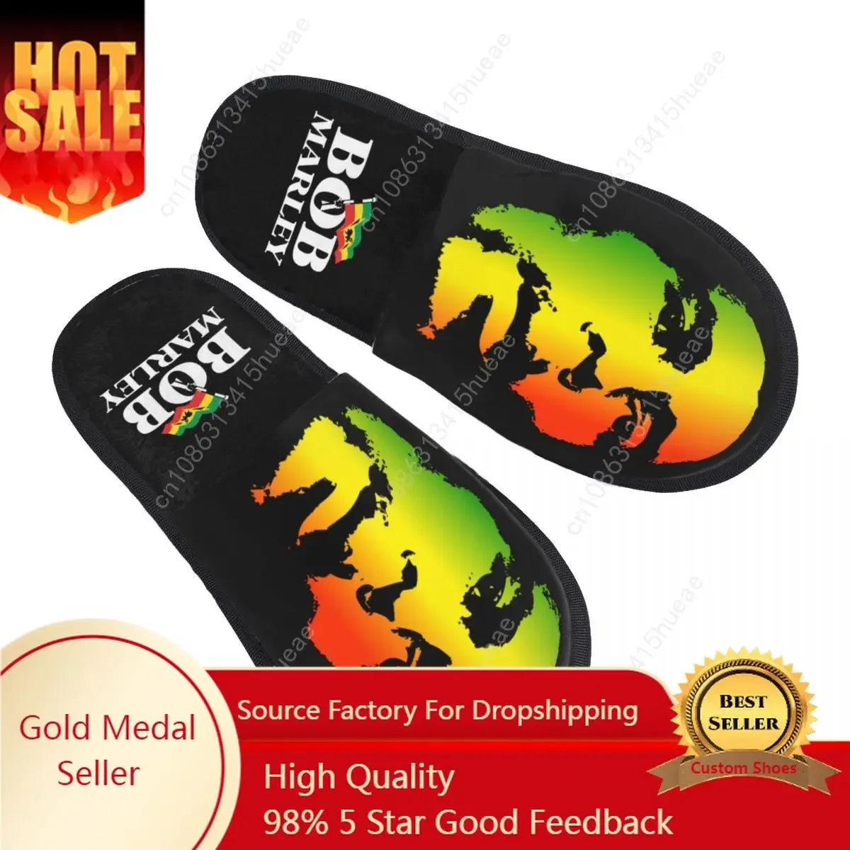 Custom Jamaica Singer Reggae Rock Bob Marley House Slippers Women Soft Memory Foam Shoes Cozy Warm Anti-skid Sole Slipper