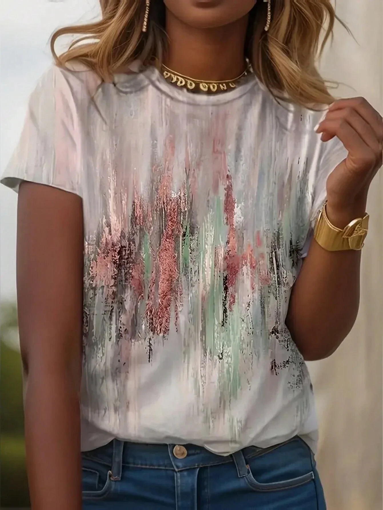 

Женские футболки стандартного кроя с круглым вырезом и принтом целей, повседневные топы с короткими рукавами, футболка в стиле Харадзюку для женщин, большие размеры