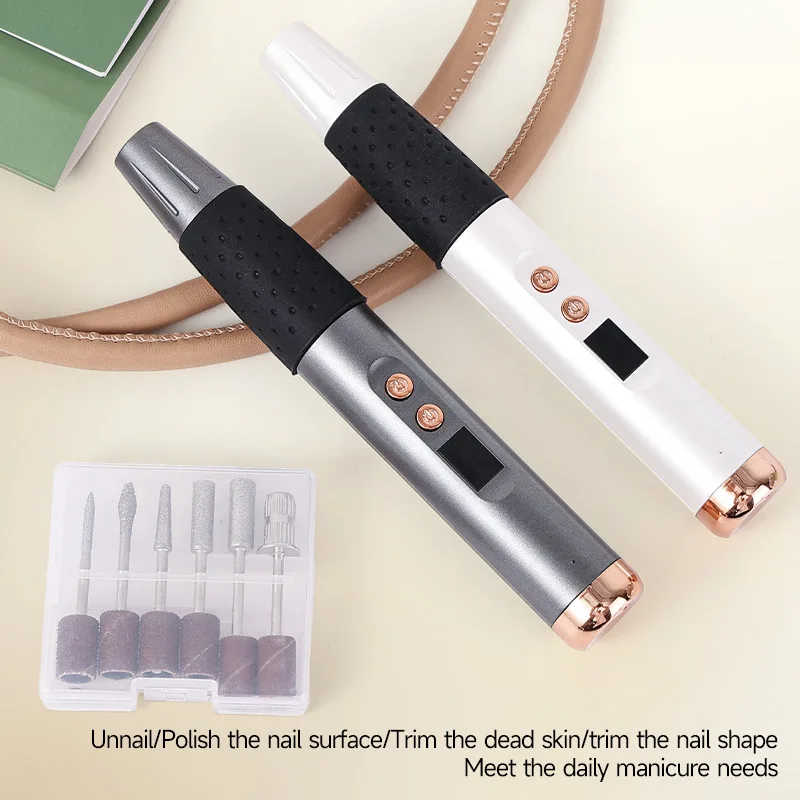 Professional Electric Nail Drill Polishing Machine Rechargeable Portable Nails File Set for Dead Skin Removal Manicure Pen