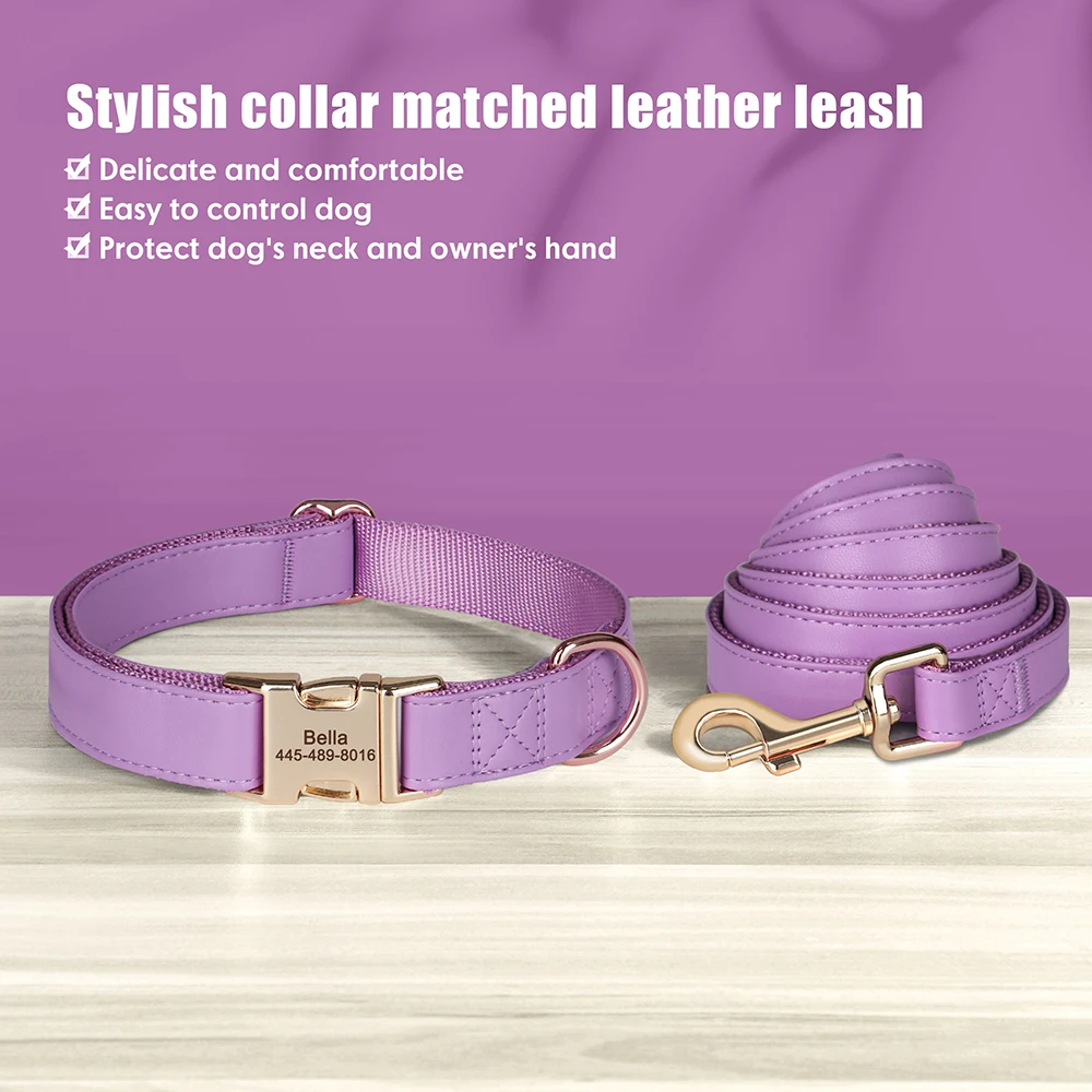 شخصية طوق بكلاب المقود مجموعة مخصصة بولي Leather الجلود الكلب مشبك الياقات قلادة الحيوانات الأليفة المشي المقود للكلاب المتوسطة الصغيرة بيتبول