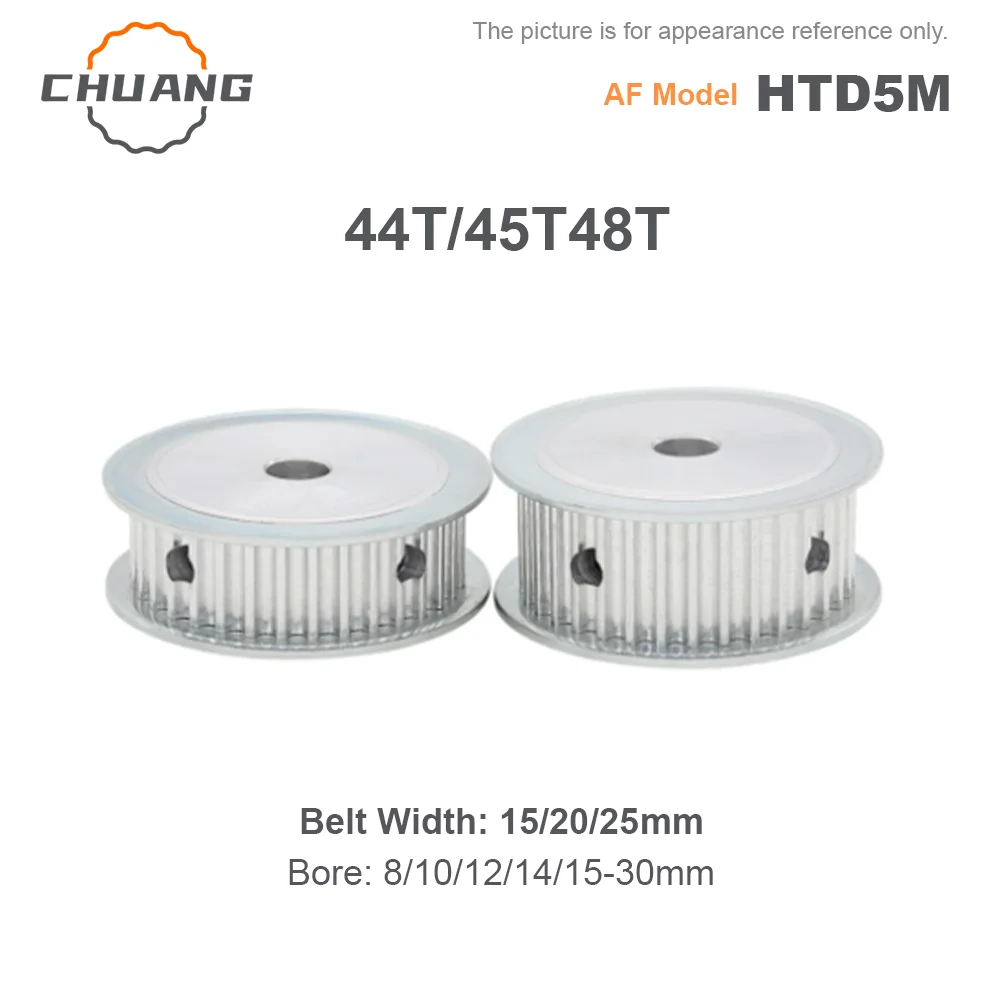 

HTD 5M 44T 45T 48Teeth Synchronous Timing Pulley Bore 8/10/12/14/15-30mm for Width 15/20/25mm HTD 5M Belt gear AF-Type