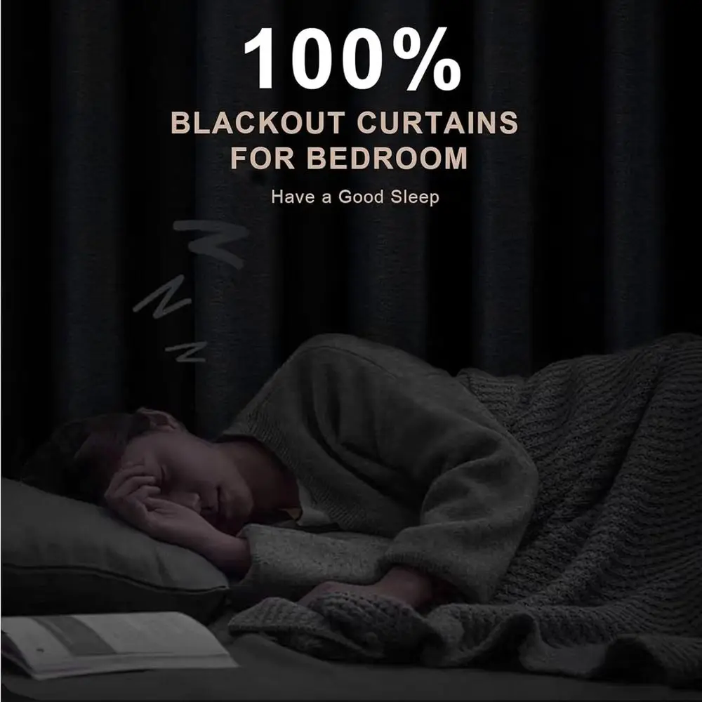 Rideaux occultants en lin, longueur 96, ensemble de 2 panneaux avec languettes arrière, isolation thermique pour chambres à coucher, couleur flocons d'avoine