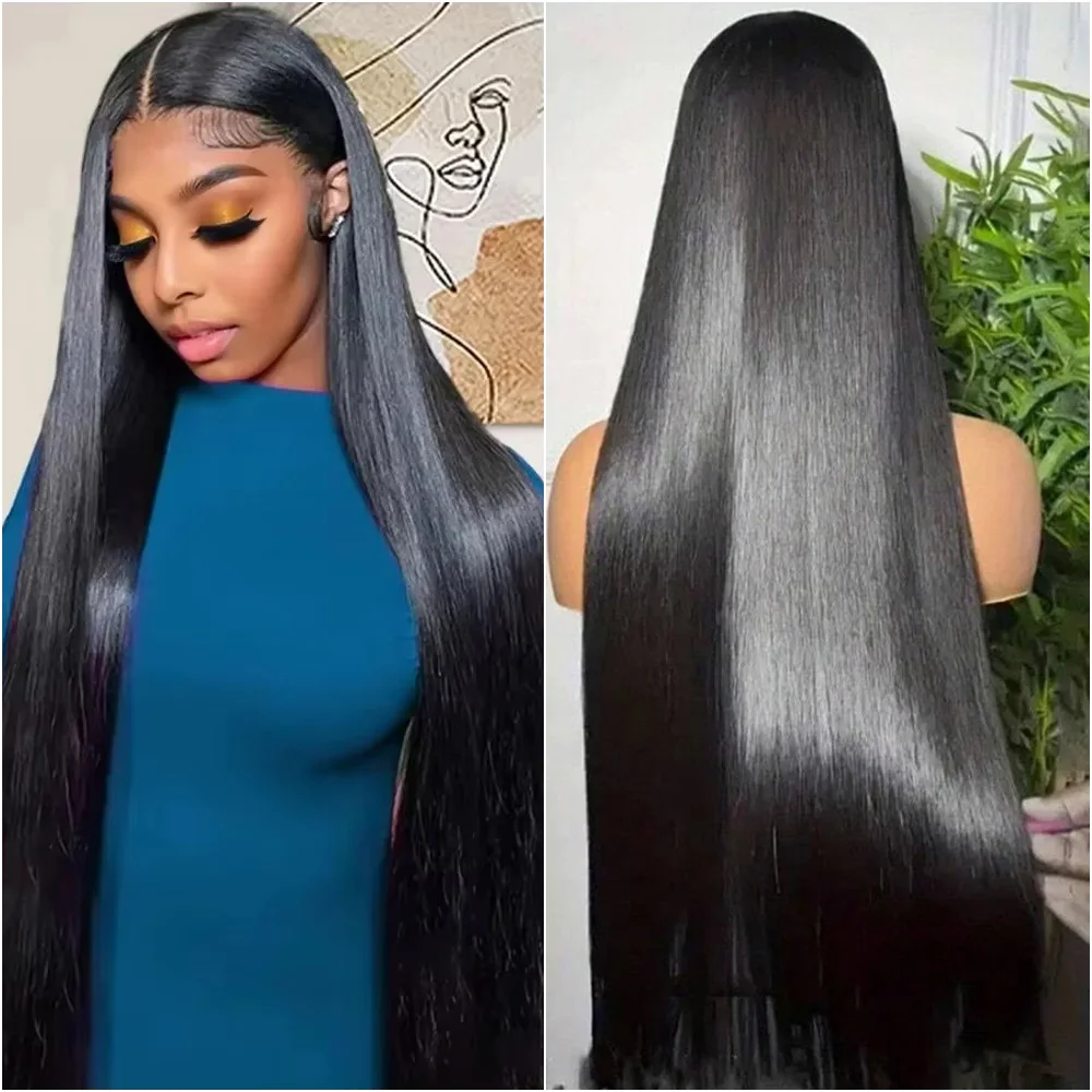 

Натуральный черный цвет Bone Straight Wig 360 Hd Прозрачный кружевной фронтальный парик 5x5 Бесклеевой предварительно выщипанный парик 100% человеческие волосы для женщин