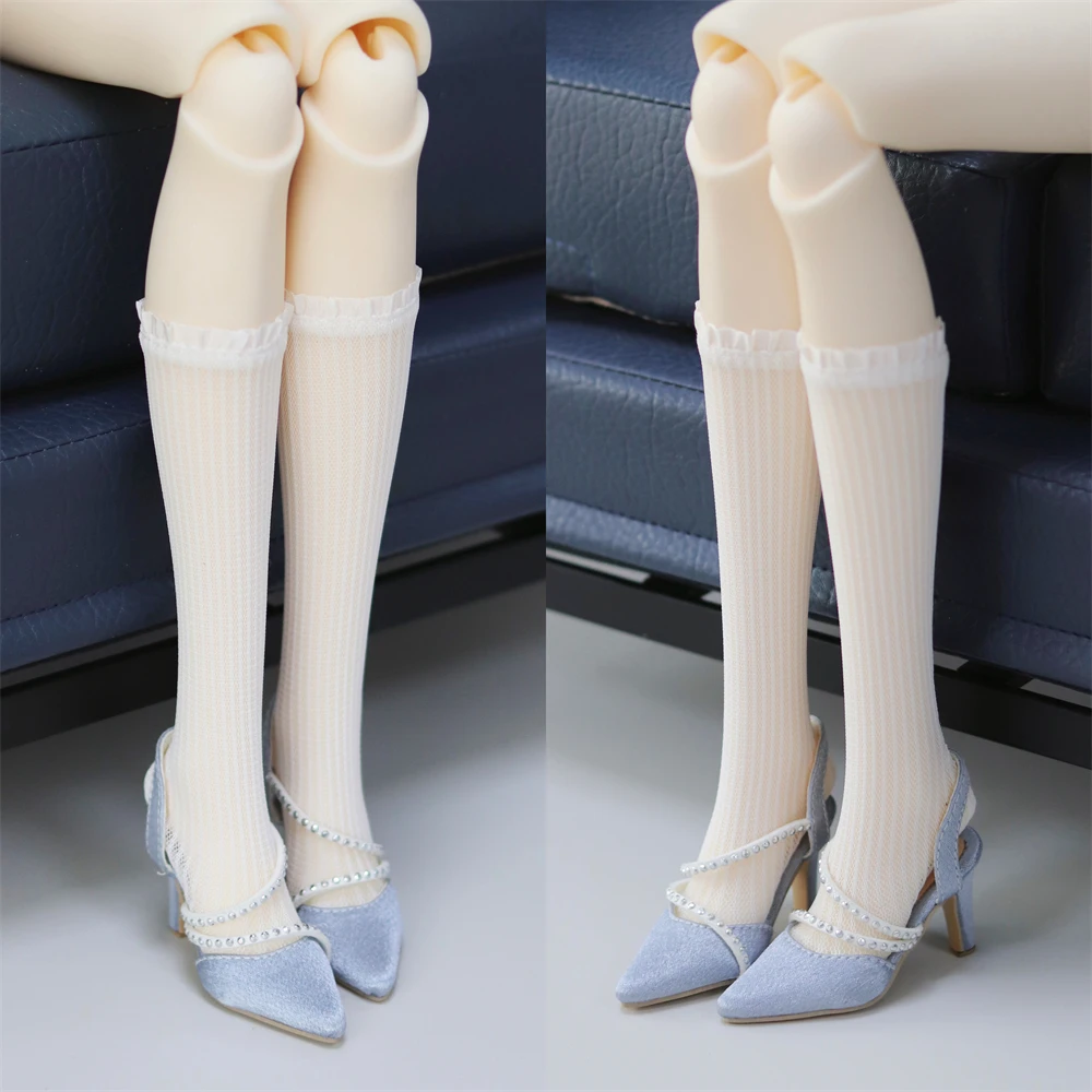 BJD دمية أحذية 1/3 SDGR/AS الفتيات الحرير الحقيقي الصليب مشبك مدبب الكعوب لعبة الفرنسية برشام سلسلة هدايا سوداء أنيقة إكسسوارات دمي #5