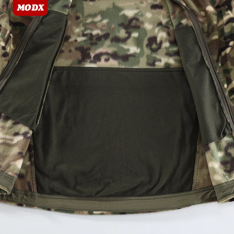 New Thick Men Outdoor Camouflage Warm Jacket Stand Collar Double Sided Polar Fleece Coat Sports Cycling Hiking Tactics Outwear — zdjęcie 7