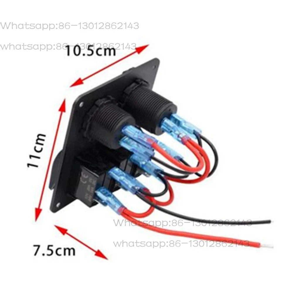 Car entry and exit 3 sets of switch panels with 5 pins, dual USB chargers, marine voltmeter 12V-24V
