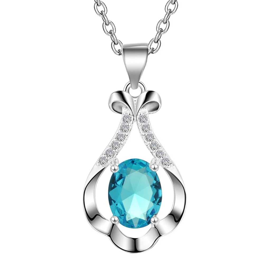 925 Sterling Silber Halskette Anhänger Trendig für Frauen Hochwertige Hochzeits- und Verlobungs-Schmuckstücke Kristall Zirkonium Modisches Geschenk