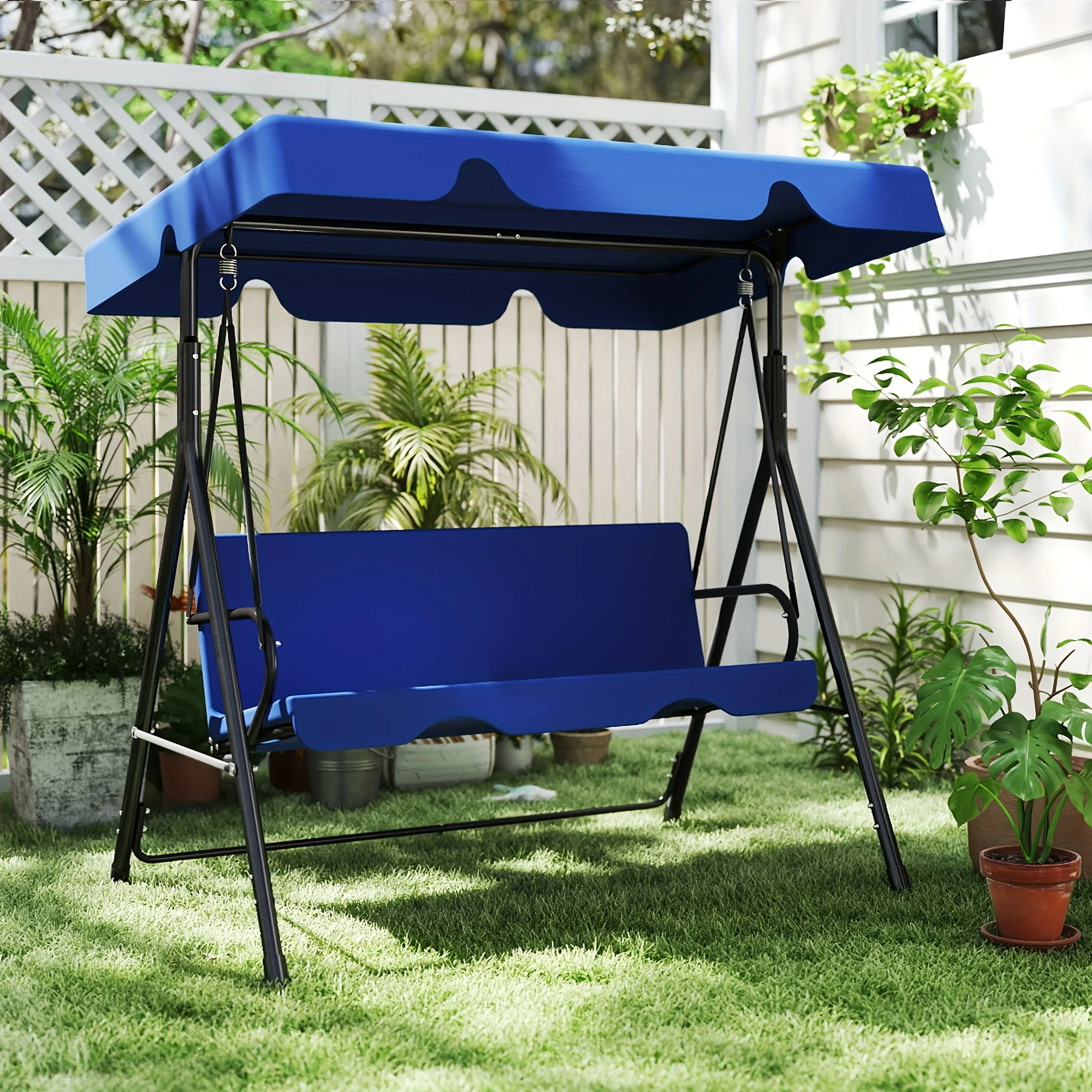 Outdoor porch swing gliderwithcanopyand support frame,adult heavy-dutyframe,patiofurniture special offer,suitable for backyard,