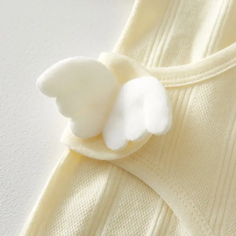 Newborn Baby Bodysuit Cotton Boys Girls Cute Angel Wings Romper Infant Pajamas for Four Seasons 0-1-3M  Clothing