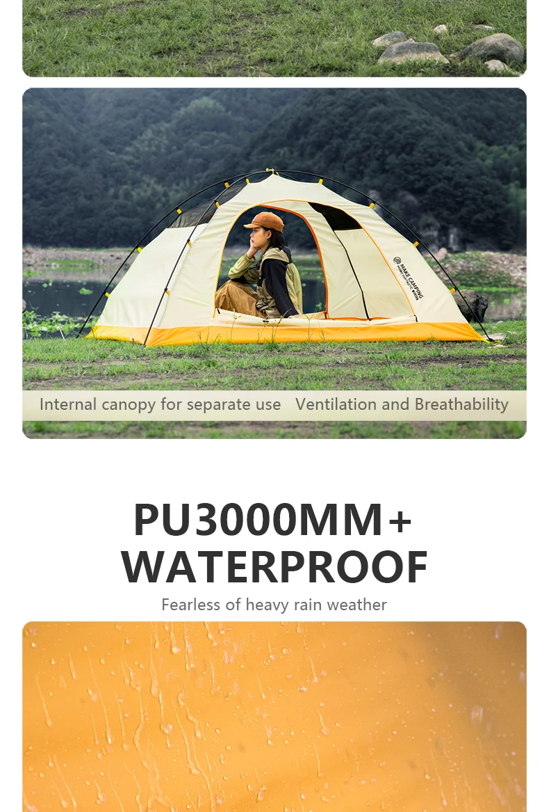 BISINNA 4-Jahreszeiten-Campingzelt mit Schneerock, 2-Personen-Doppelschicht-Aluminium-Stangenzelt für Outdoor-Rucksack, Picknick, Wandern – Detail 3