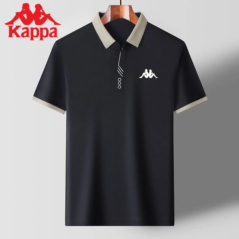 

Kappa 2023, летняя новая мужская свободная футболка из ледяного шелка с короткими рукавами, деловая футболка среднего возраста, роскошная брендовая рубашка поло с короткими рукавами и лацканами