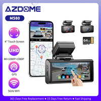 AZDOME 3 Channel Dash Cam M580 Car Camera WiFi GPS 4K+1080P+1080P Front and Rear Inside Dashcam IR Night Vision Driving Recorder