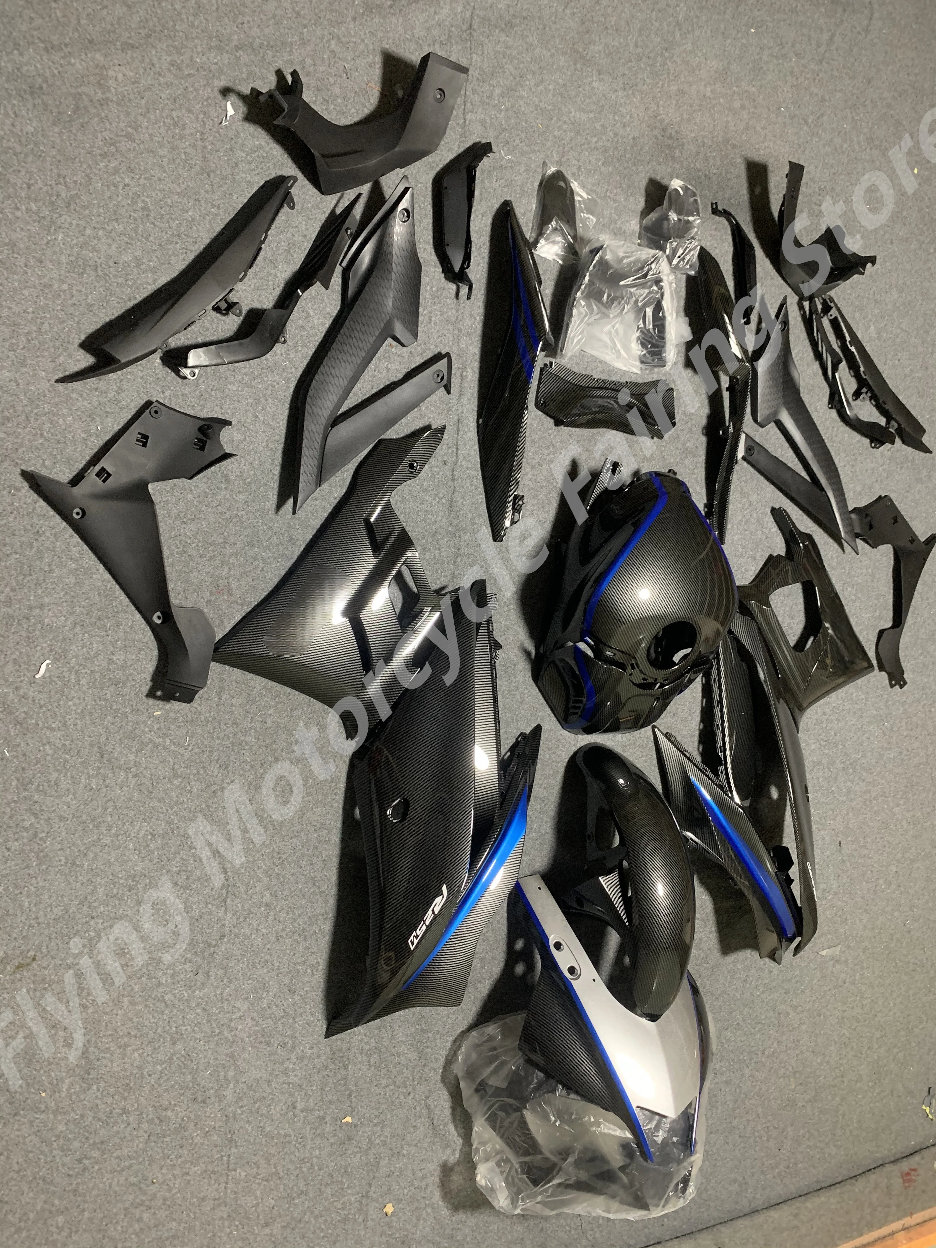 Carbon fiber layer Customized motorcycle fairing Kits Fit for YAMAHA YZF R25 R3 19-23 ABS plastic blue black bodyworks 2019 2023