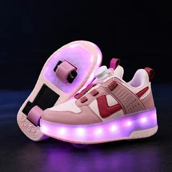 Kid Led Sneakers ricarica USB scarpe luminose Sport all'aria aperta pattini a rotelle bambini due ruote ragazzi ragazze scarpe Casual incandescente