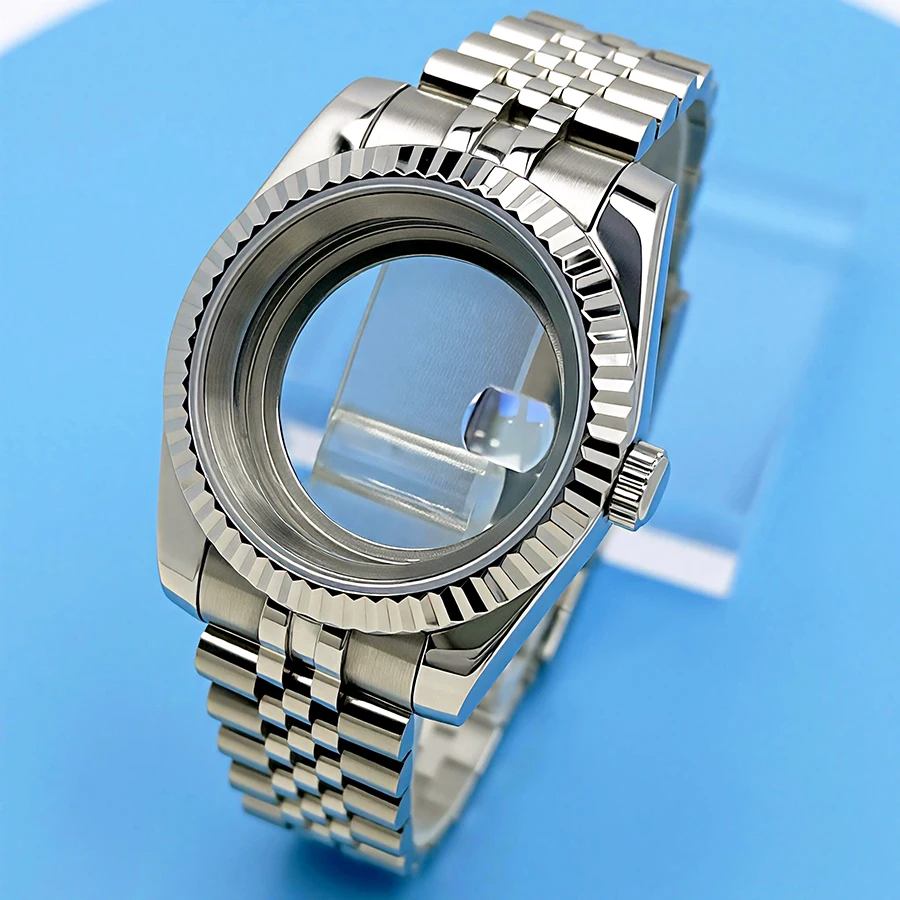 36mm/39mm NH35 NH36 Mod Watch Case Fluted Bezel Sapphire Glass DJ Style Case Fit 28.5mm Dial Seik Modification Parts