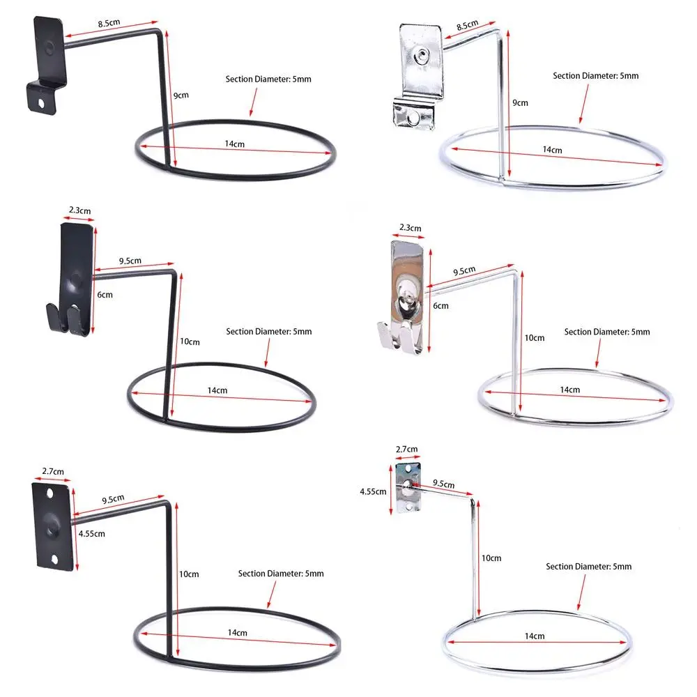 1Pcs Durable Wall Mounted Cap Holder Rack Stand Organizer Storage Display Hat Bracket Black/Silver Metal Helmet Hanger