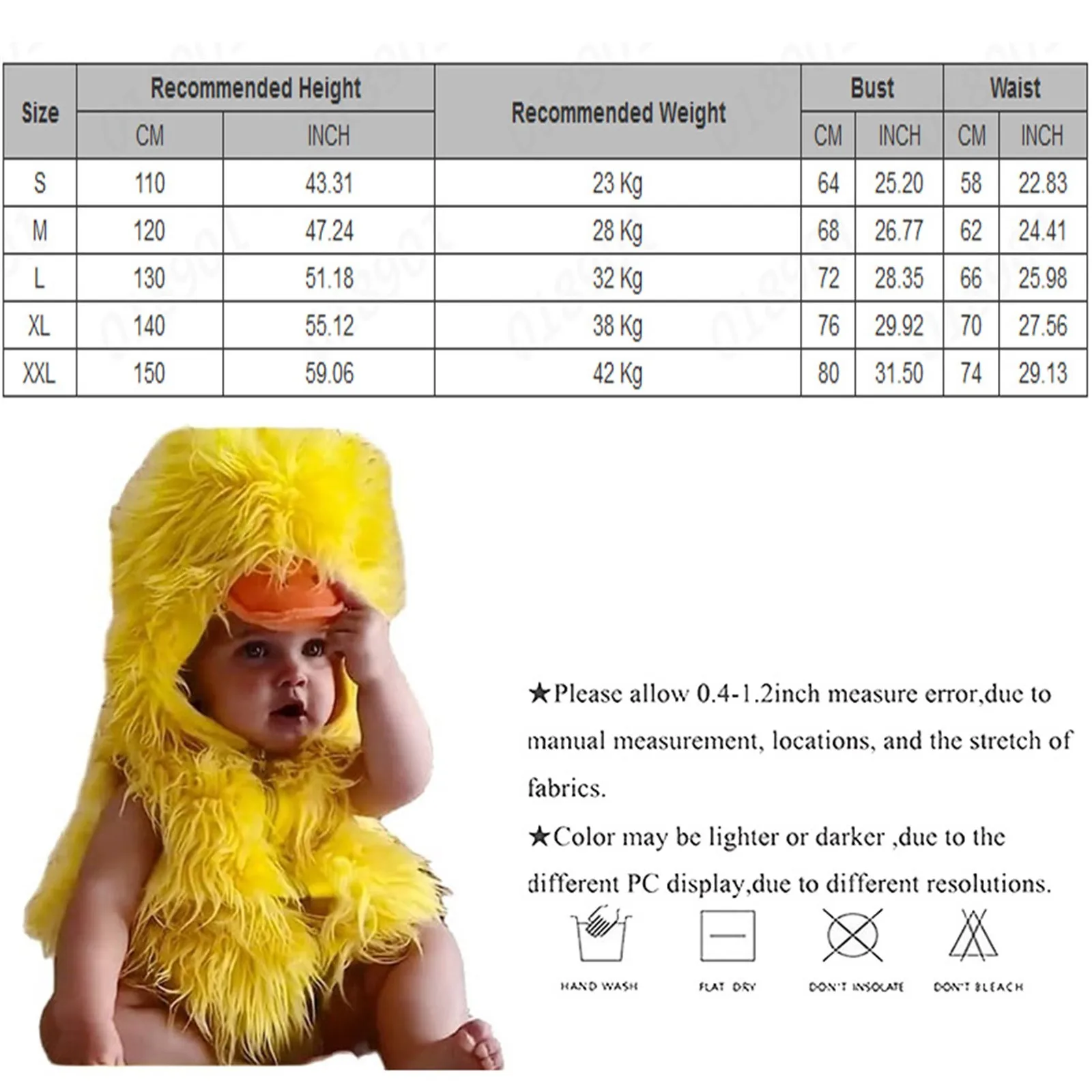 Baby Boys Girls Duckling Costume Sleeveless Snap Up Plush Zipper Hoodie Romper Newborn Duckling Costume Infant Clothes