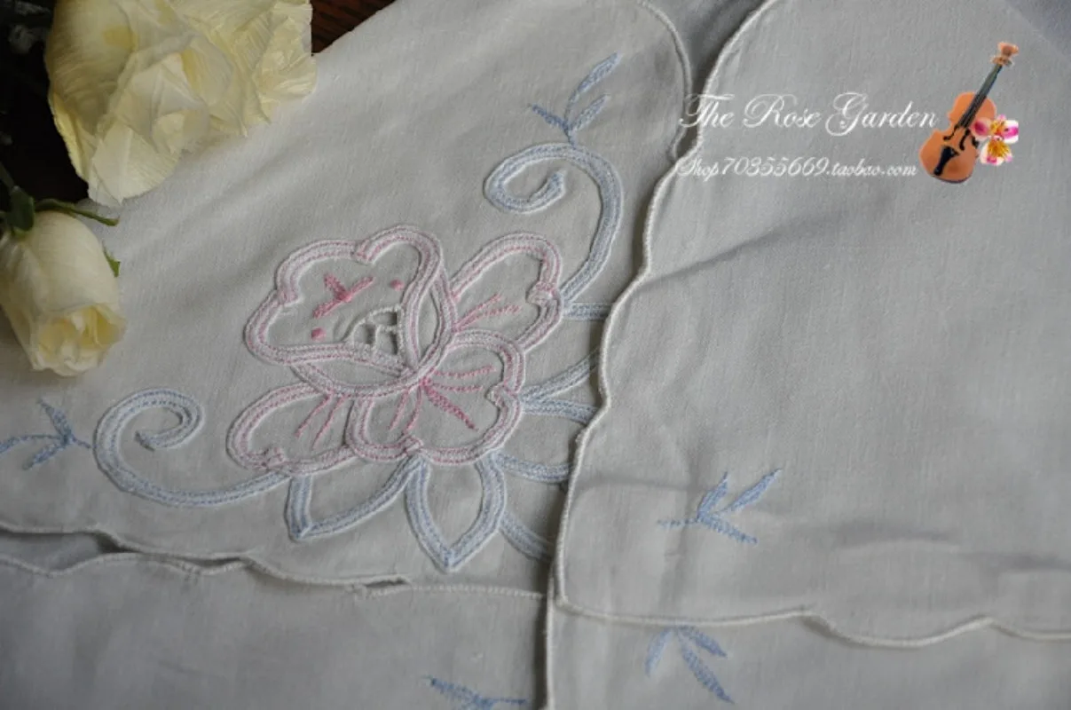 2 قطعة منشفة الخبز القطن الأبيض منشفة مطرزة ملونة #3