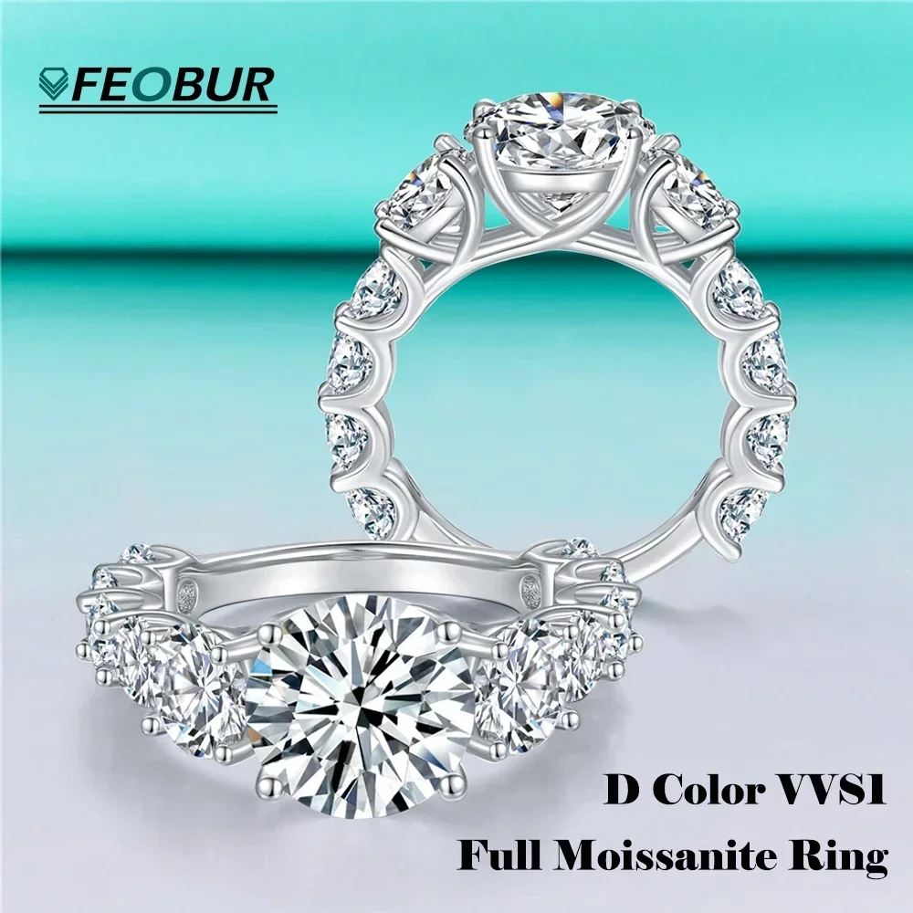 3Pcs 9.8CT Full Moissanite Ring Set for Women 925 Sterling Silver Plated Certified Diamond Wedding Band Bridal Engagement Rings