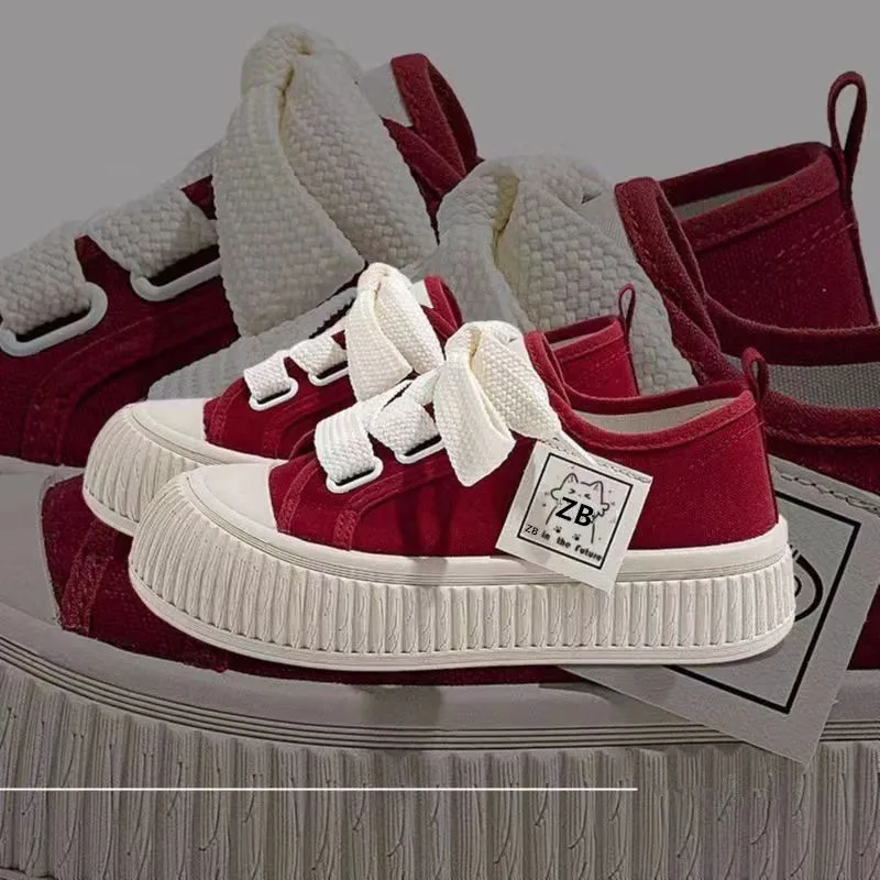 

Туфли для досок, модные дышащие парусиновые туфли на толстой подошве, женская весенне-осенняя новая повседневная спортивная обувь