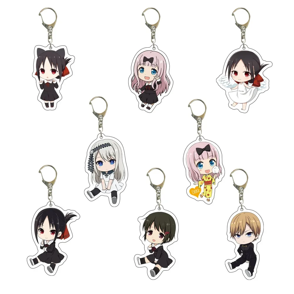 Anime Figure Shinomiya Kaguya Shirogane Miyuk Fujiwara Chika Key Ring Acrylic Key Chain Kawaii Model Plate Anime Peripherals