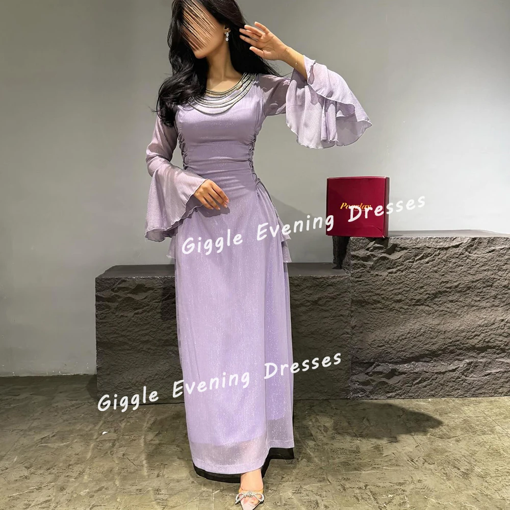 Giggle Chiffon Mermaid Pleat Elegance Prom Gown Saudi Arab O-Neck  Ankle-Length Formal Evening Party Dresses for Women 2024