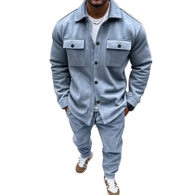 Designer Men Clothes Jackets Cargo Pants Sets Pocket Button Spring Autumn Tracksuit High Quality Solid Men Clothing 2-piece Suit