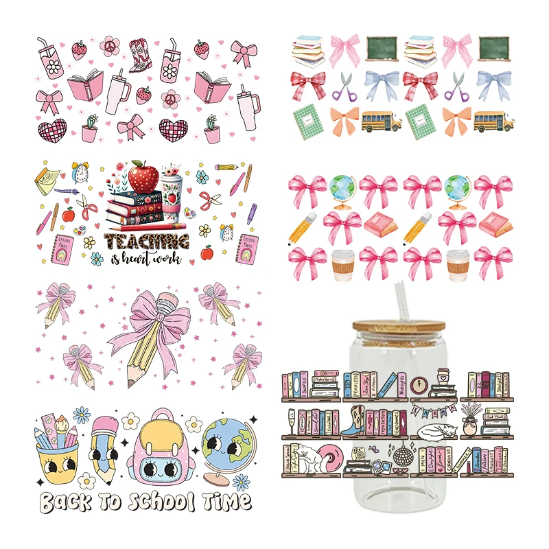 3D UV DTF Back To School Printed Transfers Stickers 16oz Cup Wraps For DIY Glass Ceramic Metal Leather Etc. D24552