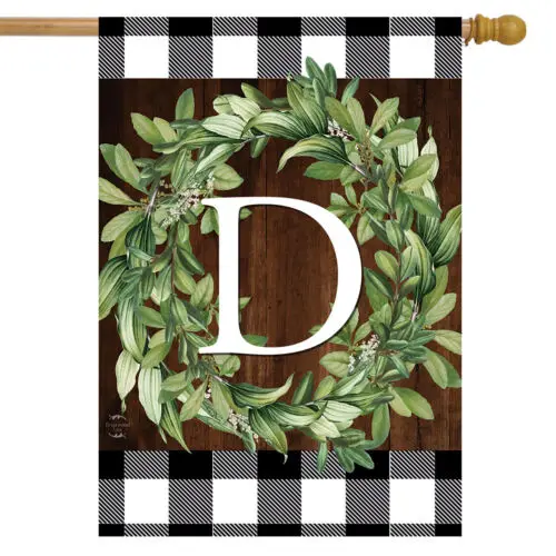 Wreath Monogram D Double-Sided House Flag Everyday 28