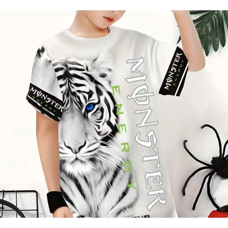 Camiseta Deportiva de Manga Corta para Hombre, de Secado Rápido, Transpirable, con Estampado 3D de Monster Energy, para Verano, Fitness, Deportes al Aire Libre y Ocio