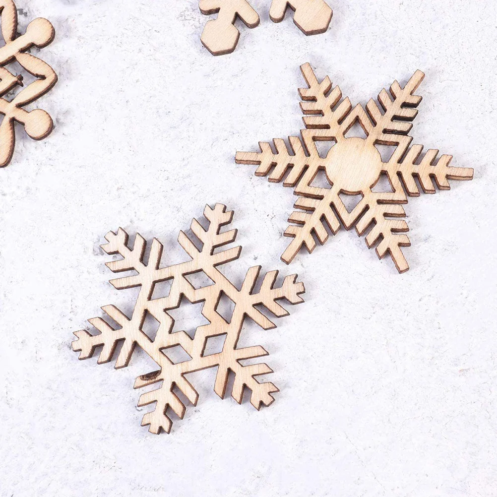 

45Pcs Wooden Mini Snowflake Ornaments Christmas Tree Hanging Decorations Exquisite Delicate Indoor Decor Mini Snowflake