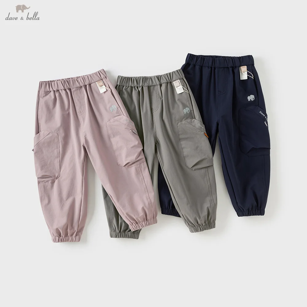 Dave Bella Children's Autumn Spring Cargo Pants Boys Gilrs Elastic Waist Casual Sports Jogger Pants Quick-dry Trousers DB3253555
