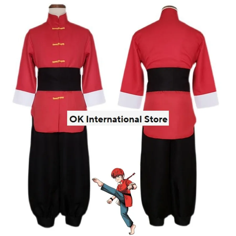 Costume Cosplay de Style Chinois Rouge pour Homme et Femme, Perruque, Uniforme de Samouraï, Pantalon K/h, Anime Ranma ½ Tendou Akane, Trempé, Halloween