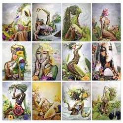GATYZTORY 60X75cm Oil Painting By Numbers Flower and women On Canvas DIY Paint by numbers Frameless Digital Painting Home Decor
