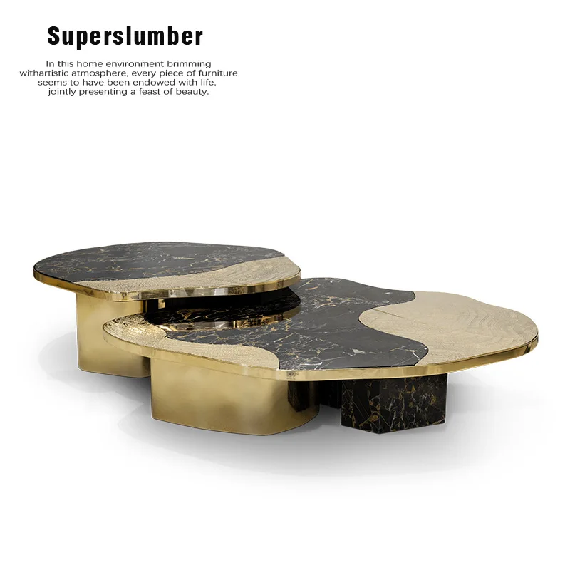 

Итальянский мраморный журнальный столик, светильник, роскошный, современный, для гостиной, дома, комбинация металлического чайного столика BocaDolobo
