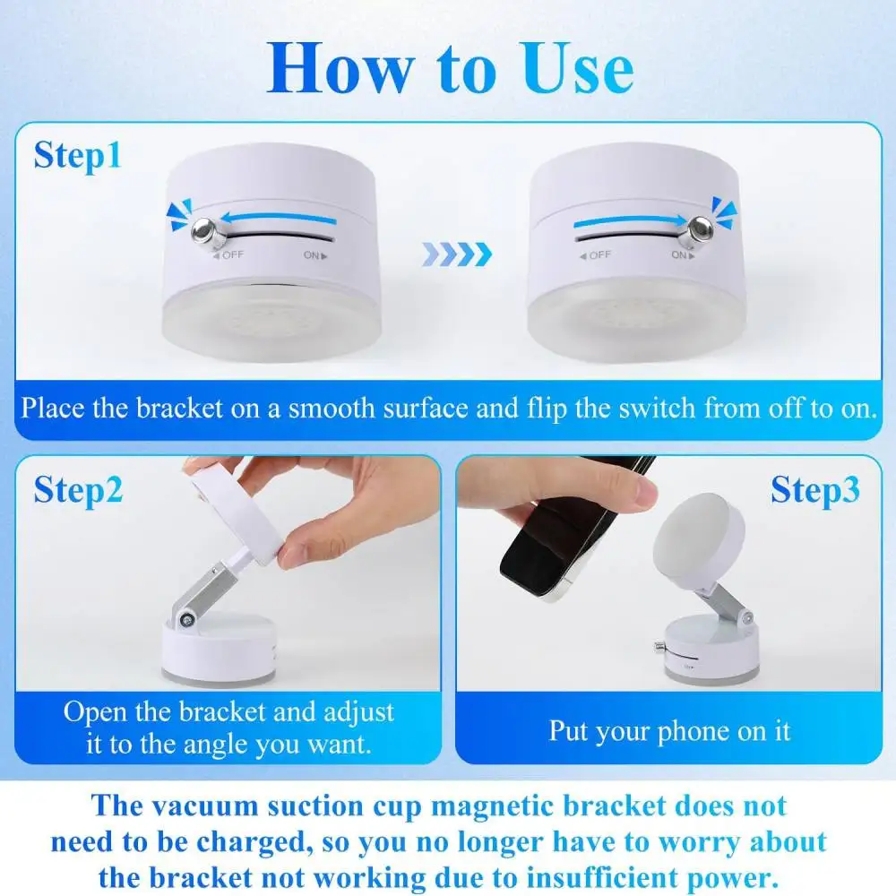 مكنسة كهربائية صغيرة شفط مغناطيسي قابلة للطي وقابل للسحب حامل هاتف مزدوج الجانب دوار المطبخ كسول حامل جوّال بلاستيكي للهواتف الذكية