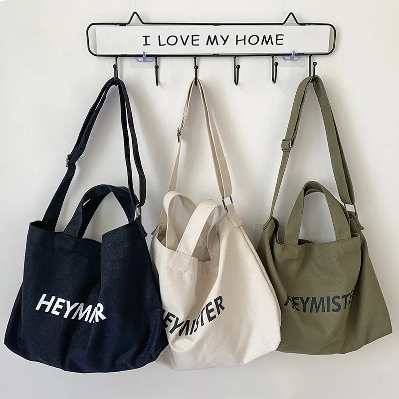 Class Letter Canvas Bag Student Zipper Book Bag Large Capacity Crossbody Bag Teen Men Women Handbag Shoulder Bag