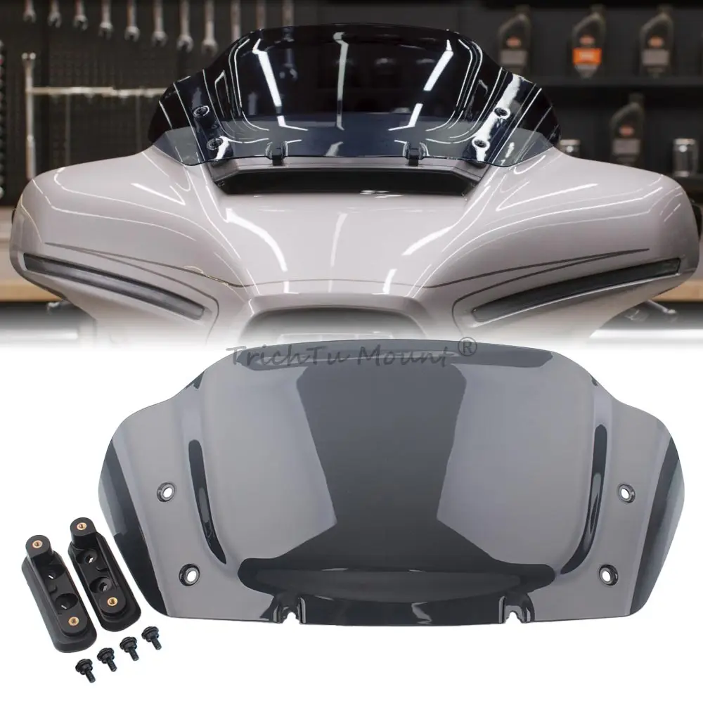 

10" Motorcycle Accessories Front Fairing Windshield Smoke ABS Plastic For Harley CVO Street Glide FLHXSE models 2023 2024 -later