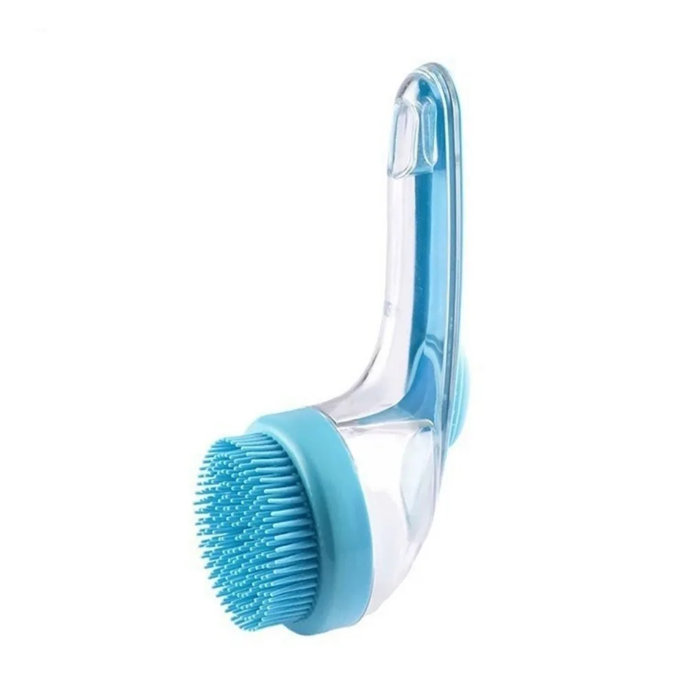 

Hair Removal Pet Bath Brush 2 in 1 Design Soap Dispenser Pet Wash Brush Rubber Comb Long Handle Dog Cleaning Brush