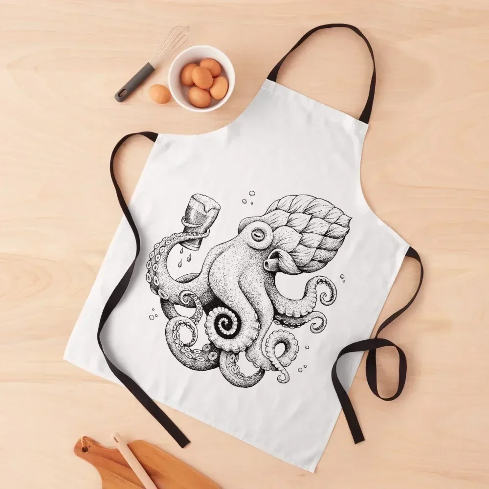 

Hoptopus - The Beer Drinking Octopus Apron home women Household Items Things For Kitchen Barista Apron