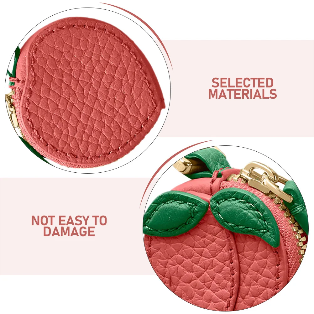 الخوخ على شكل عملة المفاتيح لطيف محفظة صغيرة للنساء الفاكهة سحر الحقيبة الفاكهة سحر محفظة نسائية للعملات المعدنية حقيبة محمولة ملحق- #5